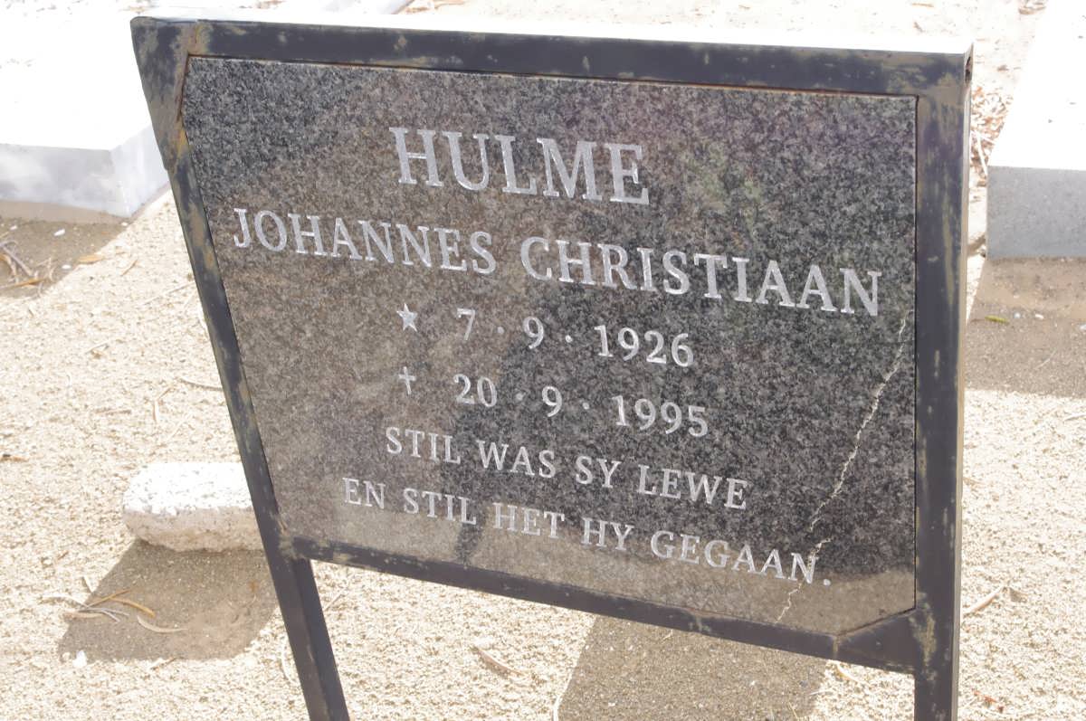 HULME Johannes Christiaan 1926-1995