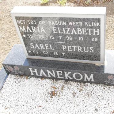 HANEKOM Sarel Petrus 1958- &amp; Maria Elizabeth 1959-1996