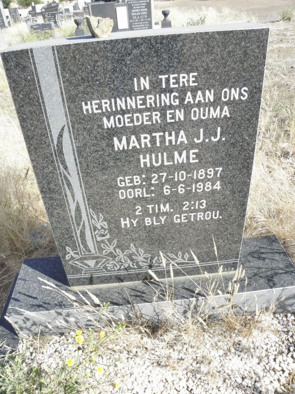 HULME Martha J.J. 1897-1984