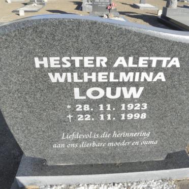 LOUW Hester Aletta Wilhelmina 1923-1998