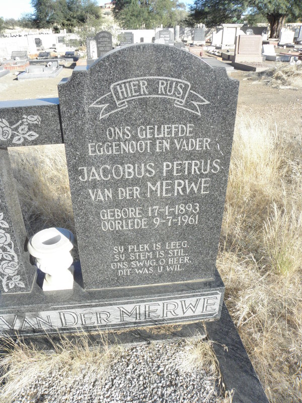 MERWE Jacobus Petrus, van der 1893-1961