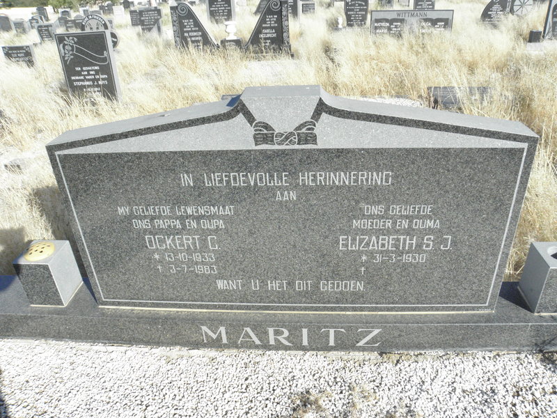MARITZ Ockert C. 1933-1983 &amp; Elizabeth S.J. 1930-