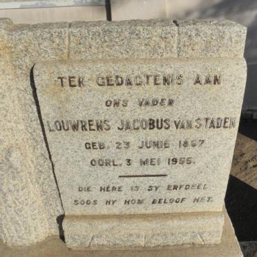 STADEN Louwrens Jacobus, van 1867-1955