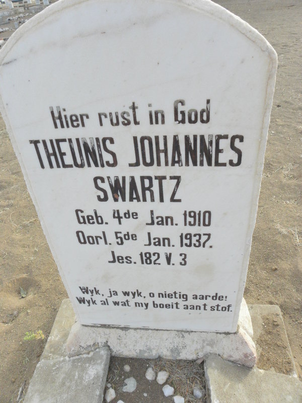 SWARTZ Theunis Johannes 1910-1937