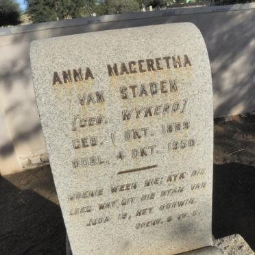 STADEN Anna Mageretha, van nee WYKERD 1869-1950