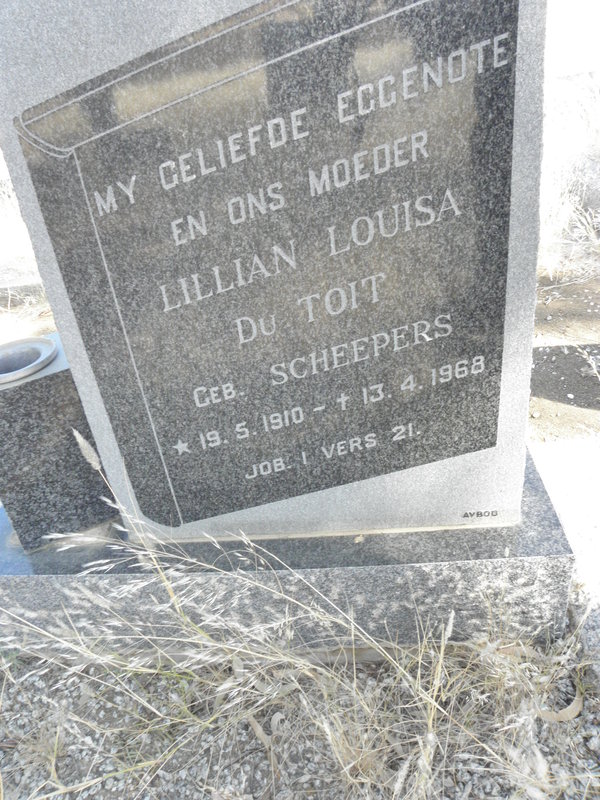 TOIT Lillian Louisa, du nee SCHEEPERS 1910-1968