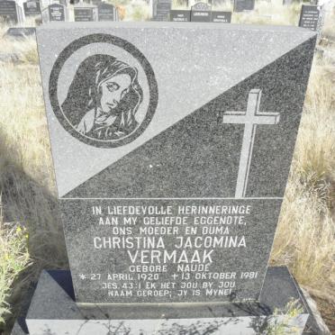 VERMAAK Christina Jacomina nee NAUDE 1920-1981