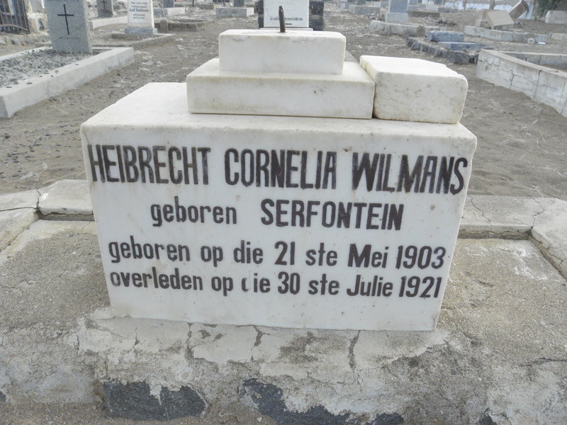 WILMANS Heibrecht Cornelia nee SERFONTEIN 1903-1921