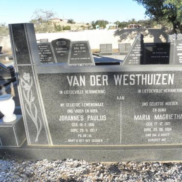 WESTHUIZEN Johannes Paulus, van der 1916-1977 &amp; Maria Magrietha 1921-1984