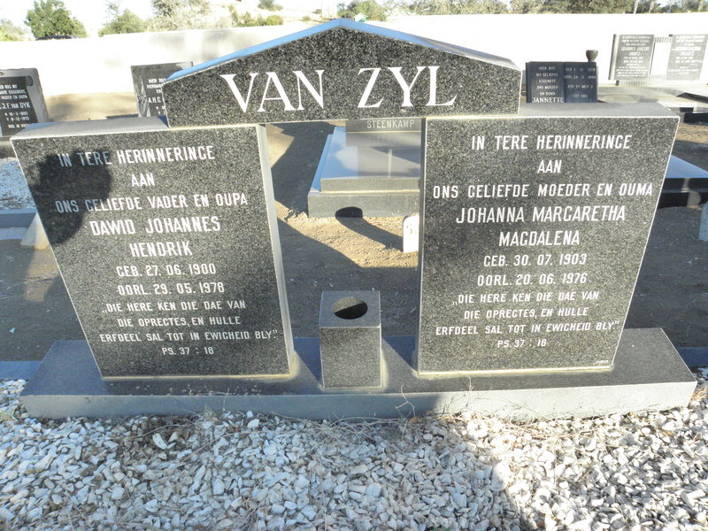 ZYL Dawid Johannes Hendrik, van 1900-1978 &amp; Johanna Margaretha Magdalena 1903-1976