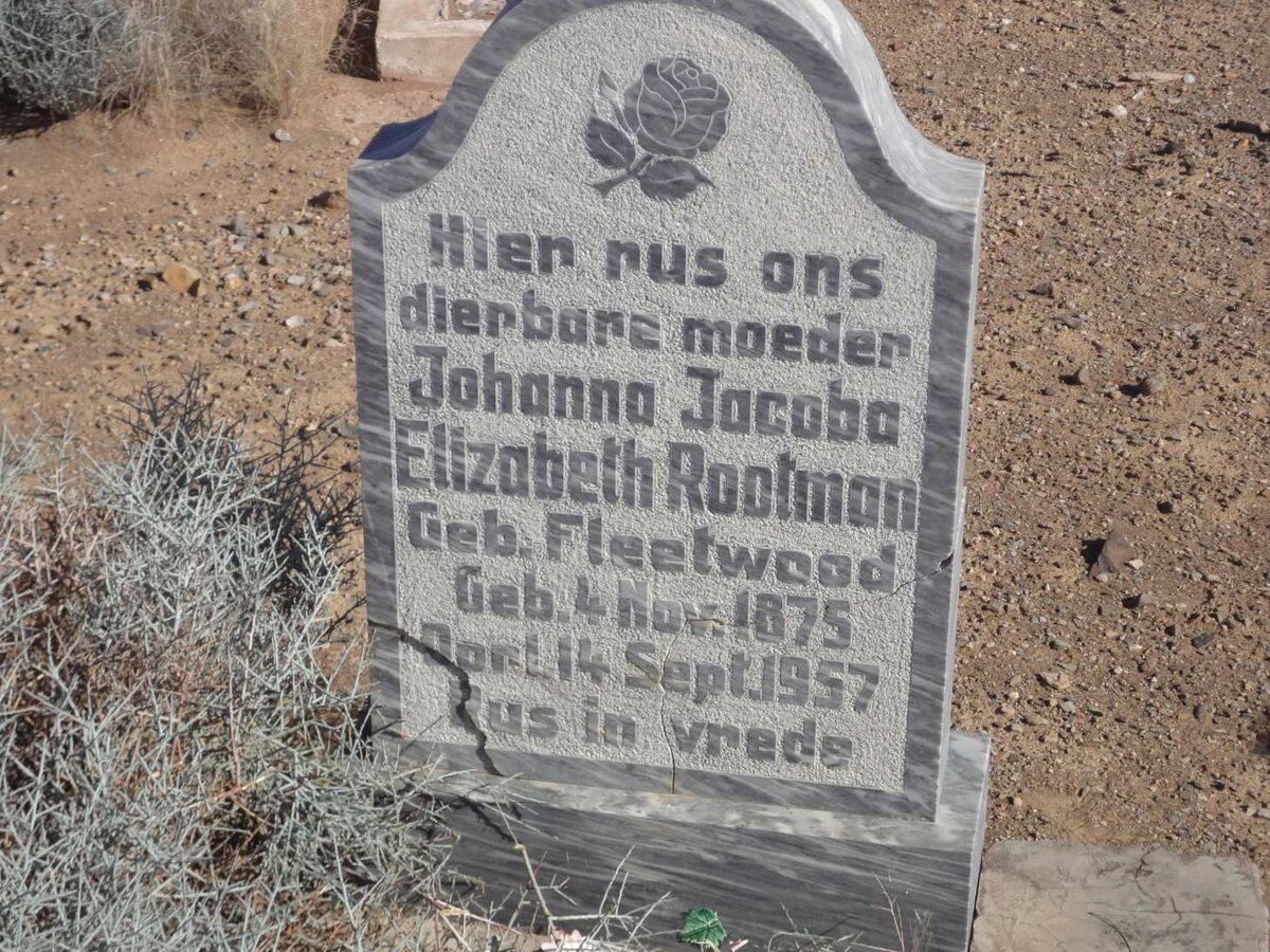 ROOTMAN Johanna Jacoba Elizabeth nee FLEETWOOD 1875-1957