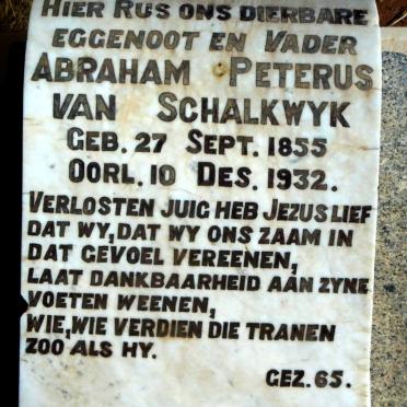 SCHALKWYK Abraham Peterus, van 1855-1932
