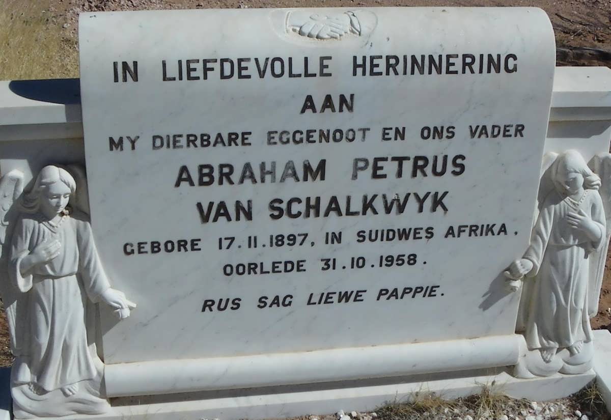 SCHALKWYK Abraham Petrus, van 1897-1958