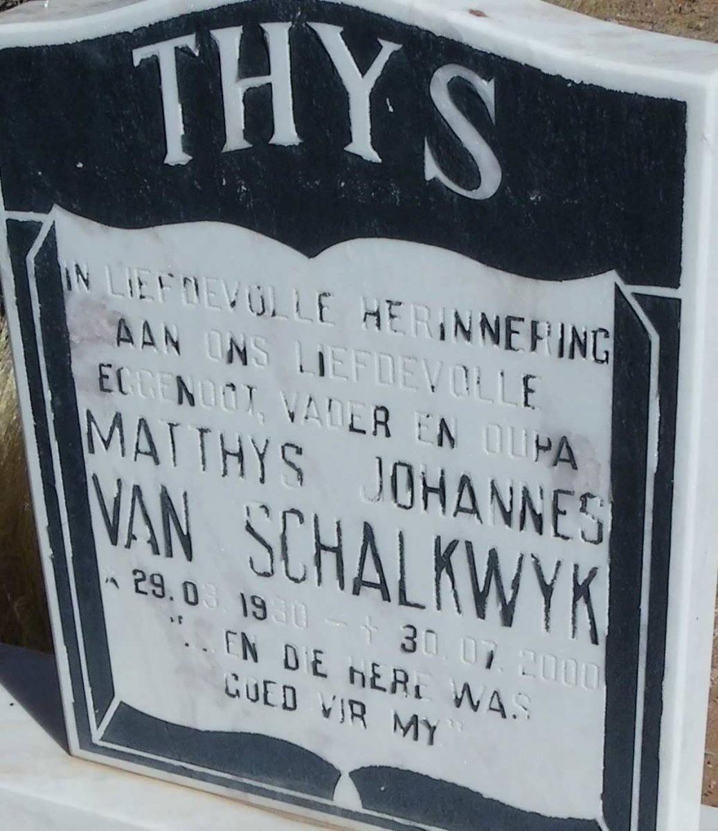 SCHALKWYK Matthys Johannes, van 1930-2000