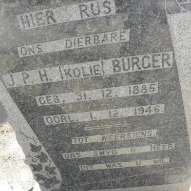 BURGER J.P.H. 1885-1946