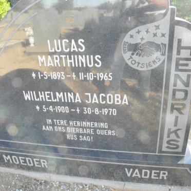 HENDRIKS Lucas Marthinus 1893-1965 &amp; Wilhelmina Jacoba 1900-1970