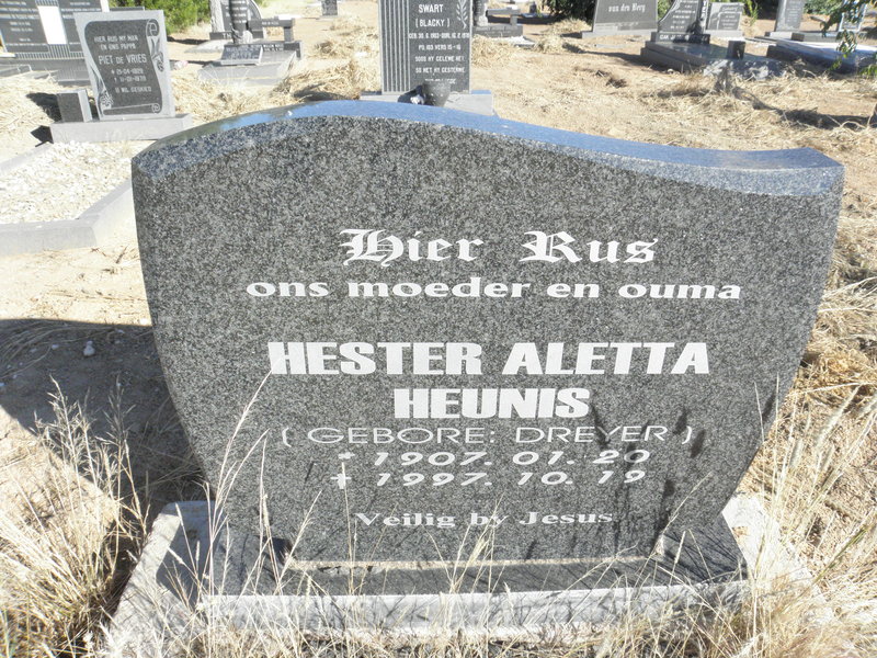 HEUNIS Hester Aletta geb DREYER 1907-1997