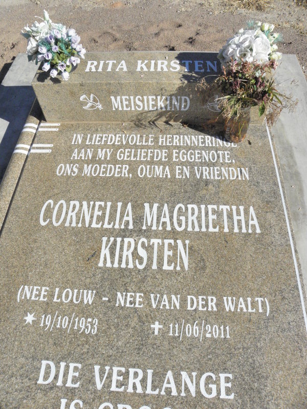 KIRSTEN Cornelia Magrietha geb LOUW geb VAN DER WALT 1953-2011