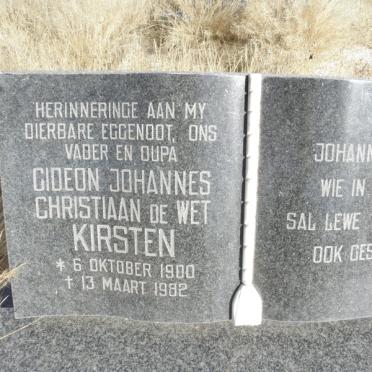 KIRSTEN Gideon Johannes Christiaan de Wet 1900-1982