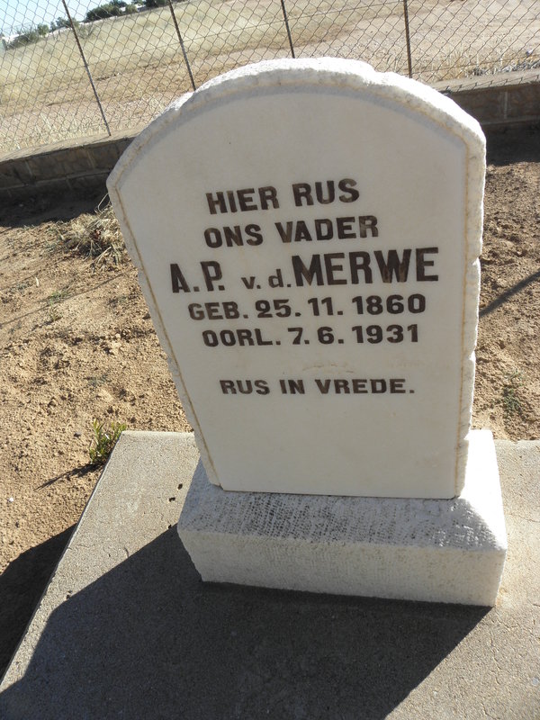 MERWE A.P., v.d. 1860-1931