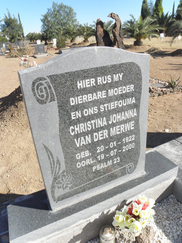 MERWE Christina Johanna, van der 1922-2000
