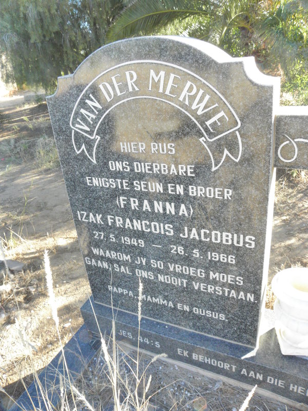 MERWE Izak Francois Jacobus, van der 1949-1966