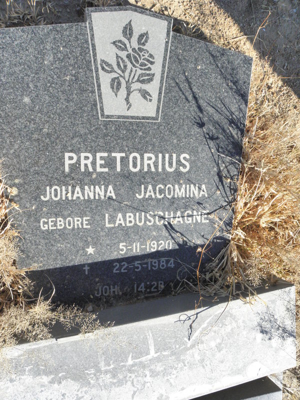 PRETORIUS Johanna Jacoba nee LABUSCHAGNE 1920-1984