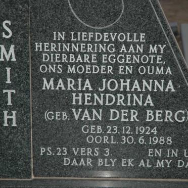 SMITH Maria Johanna Hendrina nee VAN DER BERG 1924-1988