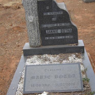 BOTHA Jannie 1918-1972 &amp; Marie 1919-2006