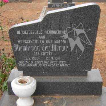 MERWE Miemie, van der nee KOTZE 1905-1971