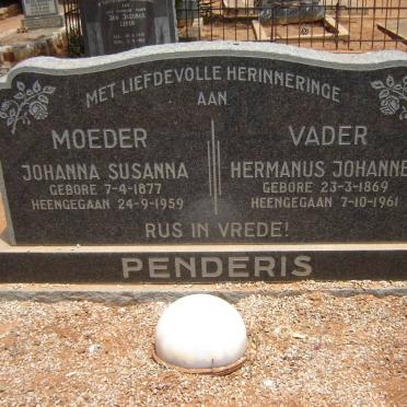 PENDERIS Hermanus Johannes 1869-1961 &amp; Johanna Susanna 1877-1959