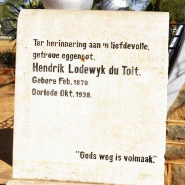 TOIT Hendrik Lodewyk, du 1870-1938
