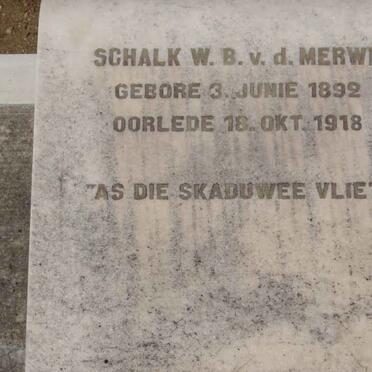 MERWE Schalk W.B., van der 1892-1918