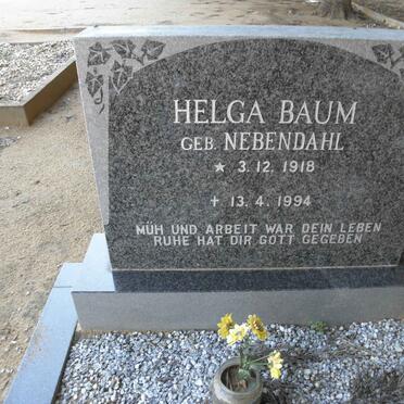 BAUM Helga nee NEBENDAHL 1918-1994