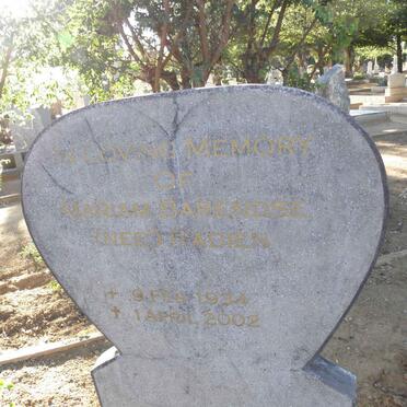 BARENDSE Mariam nee RADIEN 1934-2002