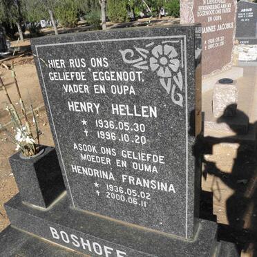 BOSHOFF Henry Hellen 1936-1996 &amp; Hendrina Fransina 1936-2000
