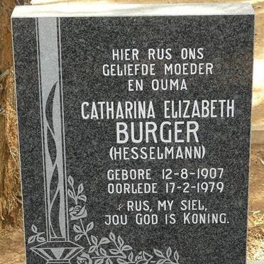 BURGER Catharina Elizabeth nee HESSELMANN 1907-1979
