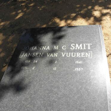 SMIT Johanna M.C. nee JANSEN VAN VUUREN 1941-1987