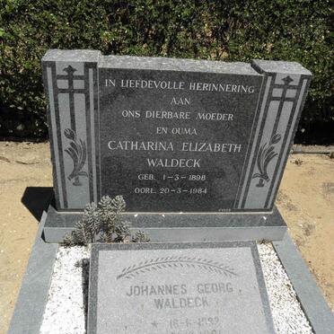WALDECK Catharina Elizabeth 1898-1984 :: WALDECK Johannes Georg 1932-1981