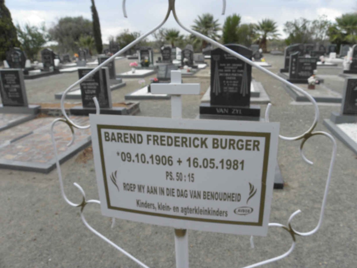 BURGER Barend Frederick 1906-1981