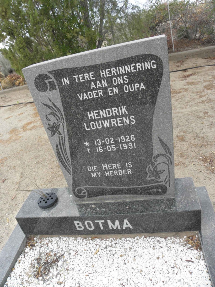 BOTMA Hendrik Louwrens 1926-1991