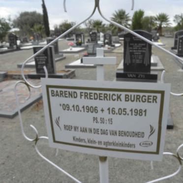 BURGER Barend Frederick 1906-1981