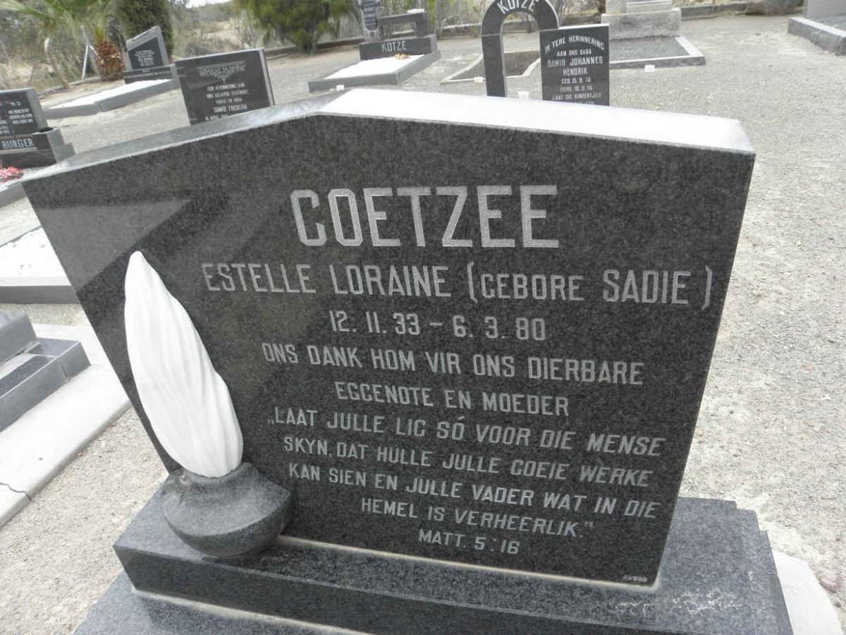 COETZEE Estelle Loraine nee SADIE 1933-1980