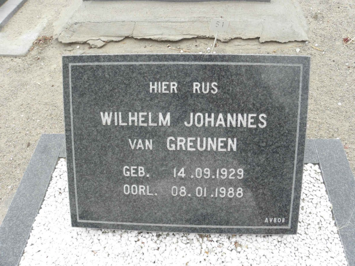 GREUNEN Wilhelm Johannes, van 1929-1988