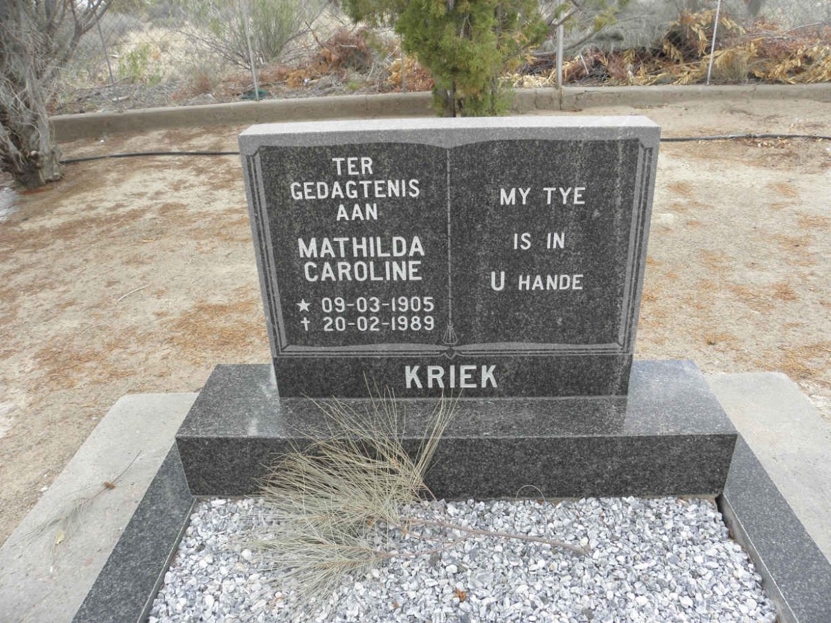 KRIEK Mathilda Caroline 1905-1989