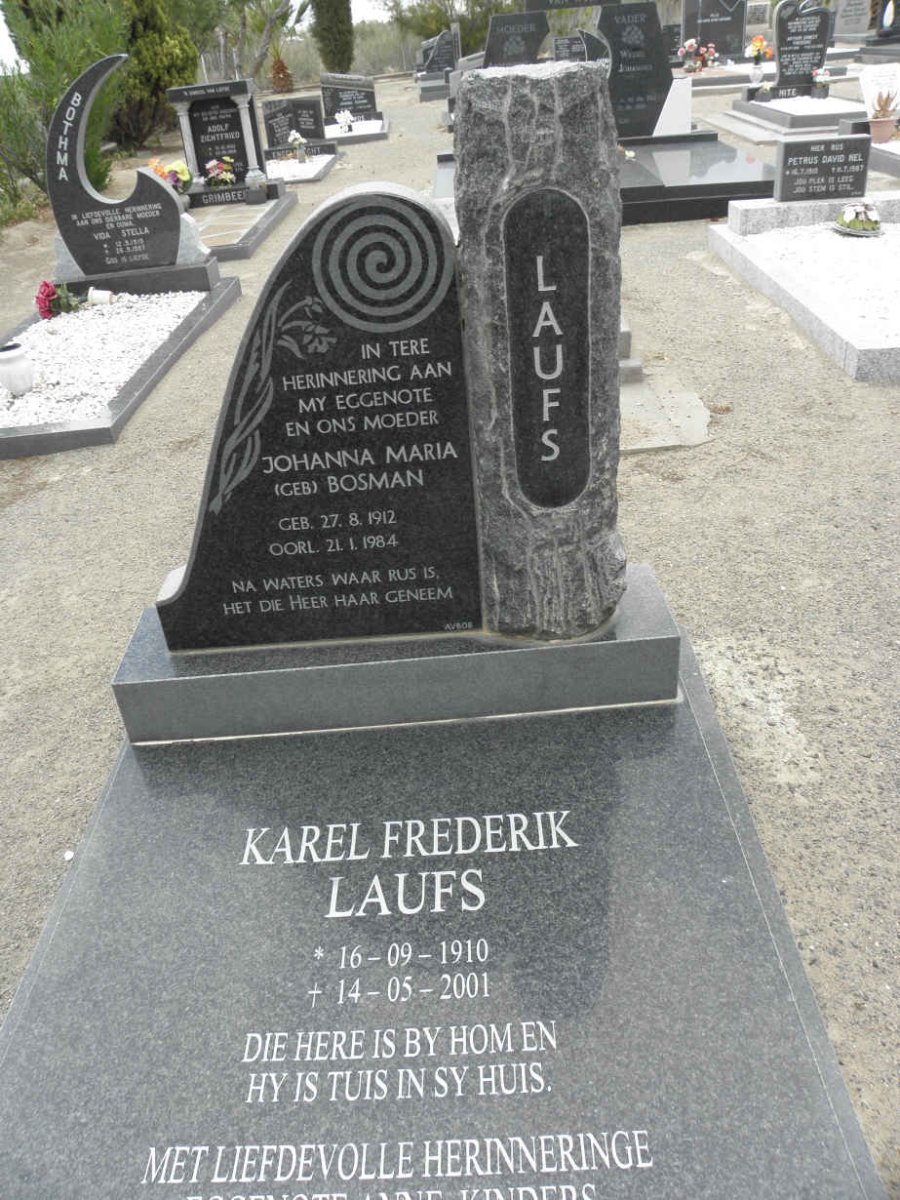 LAUFS Karel Frederik 1910-2001 &amp; Johanna Maria BOSMAN 1912-1984