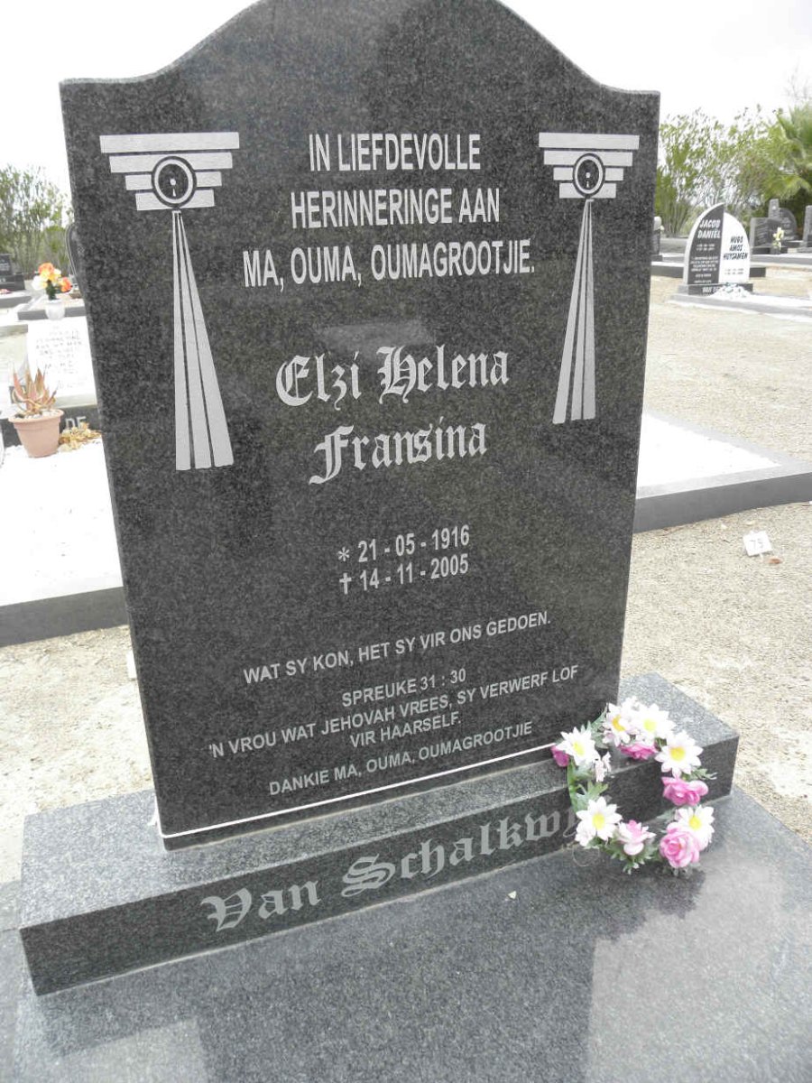 SCHALKWYK Elzi Helena Fransina, van 1916-2005
