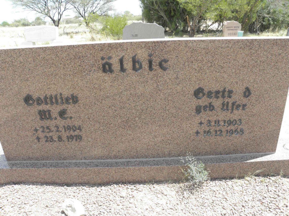 ÄLBIC Gottlieb M.E. 1904-1979 &amp; Gertrud UFER 1903-1968