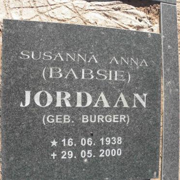 JORDAAN Susanna Anna nee BURGER 1938-2000
