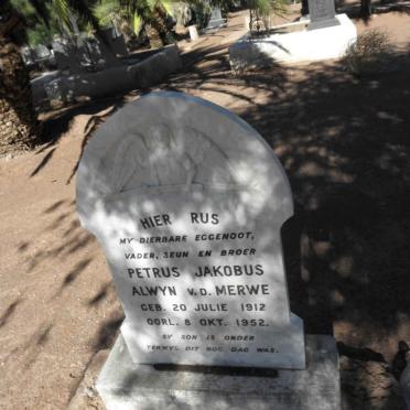 MERWE Petrus Jakobus Alwyn, v.d. 1912-1952